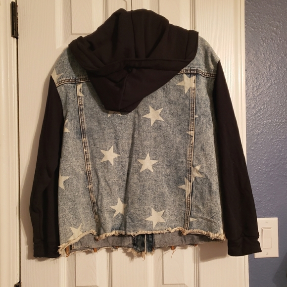 Jean Jacket with Stars and Black Hoodie - Picture 3 of 5